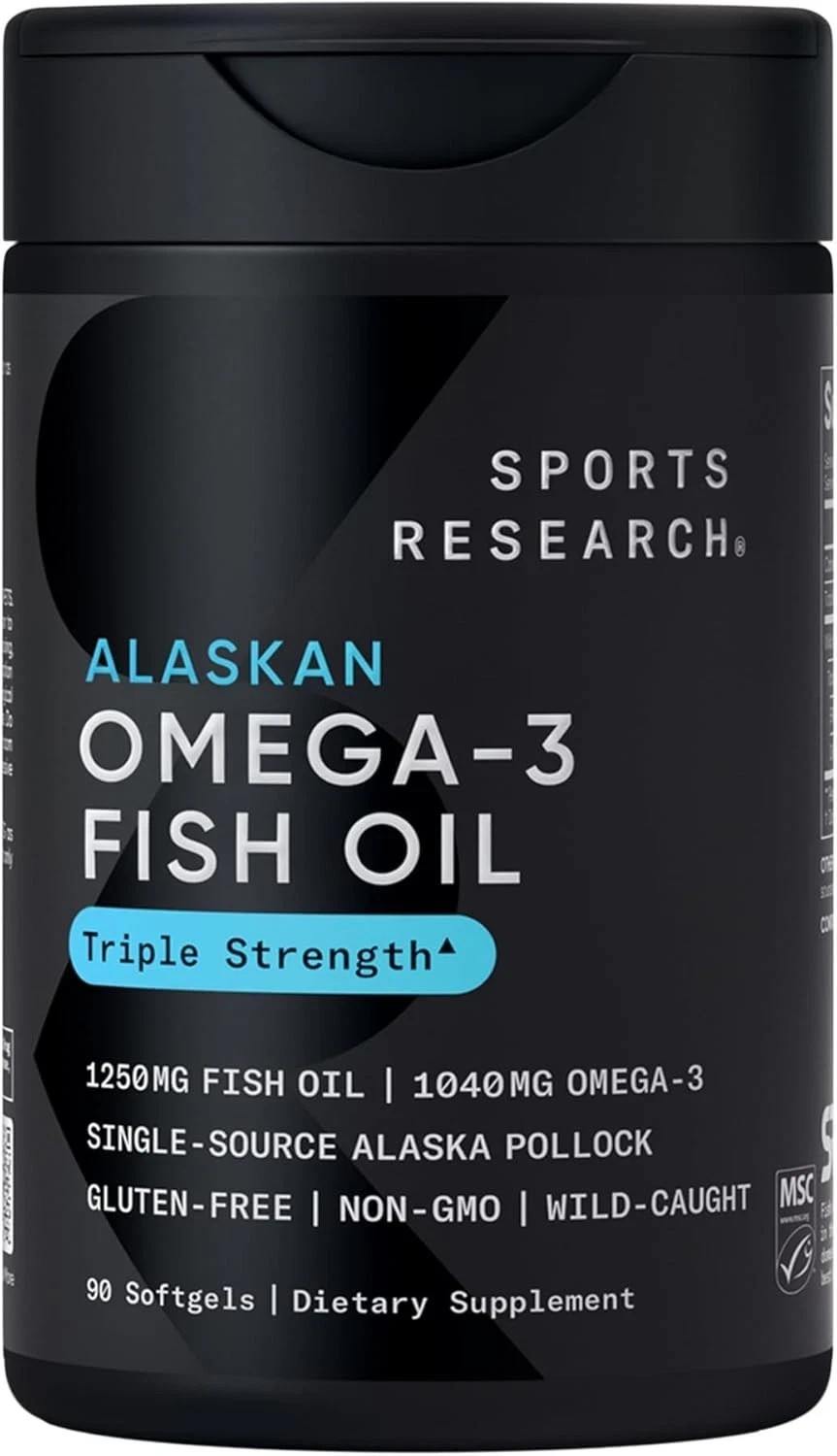 Triple Strength Omega 3 Fish Oil Burpless Supplement EPA DHA Fatty Acids 90 ct