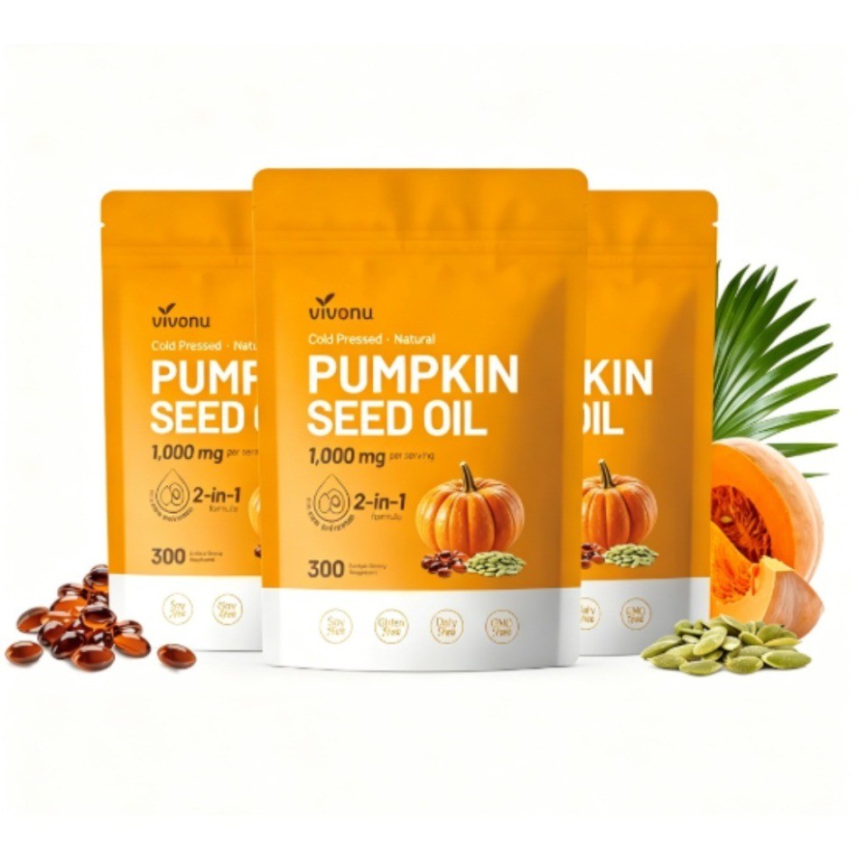 Pumpkin Seed Oil 1000mg Saw Palmetto 300 Softgels Non-GMO Cold Pressed 1 – 3Pack