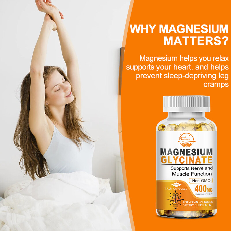 Magnesium Glycinate 400mg – 120 Capsules For Sleep, Stress Relief Support Bone
