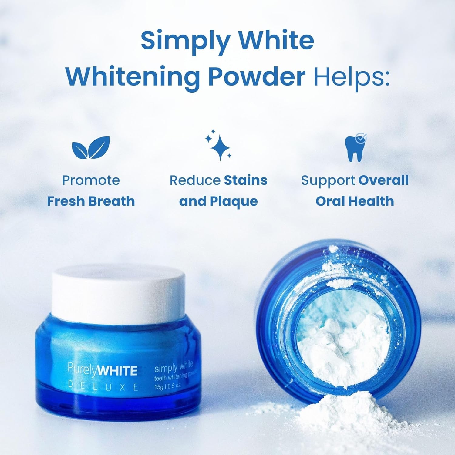 PurelyWHITE DELUXE, Whitening Powder – Removes Stains, No Sensitivity – Enamel-S