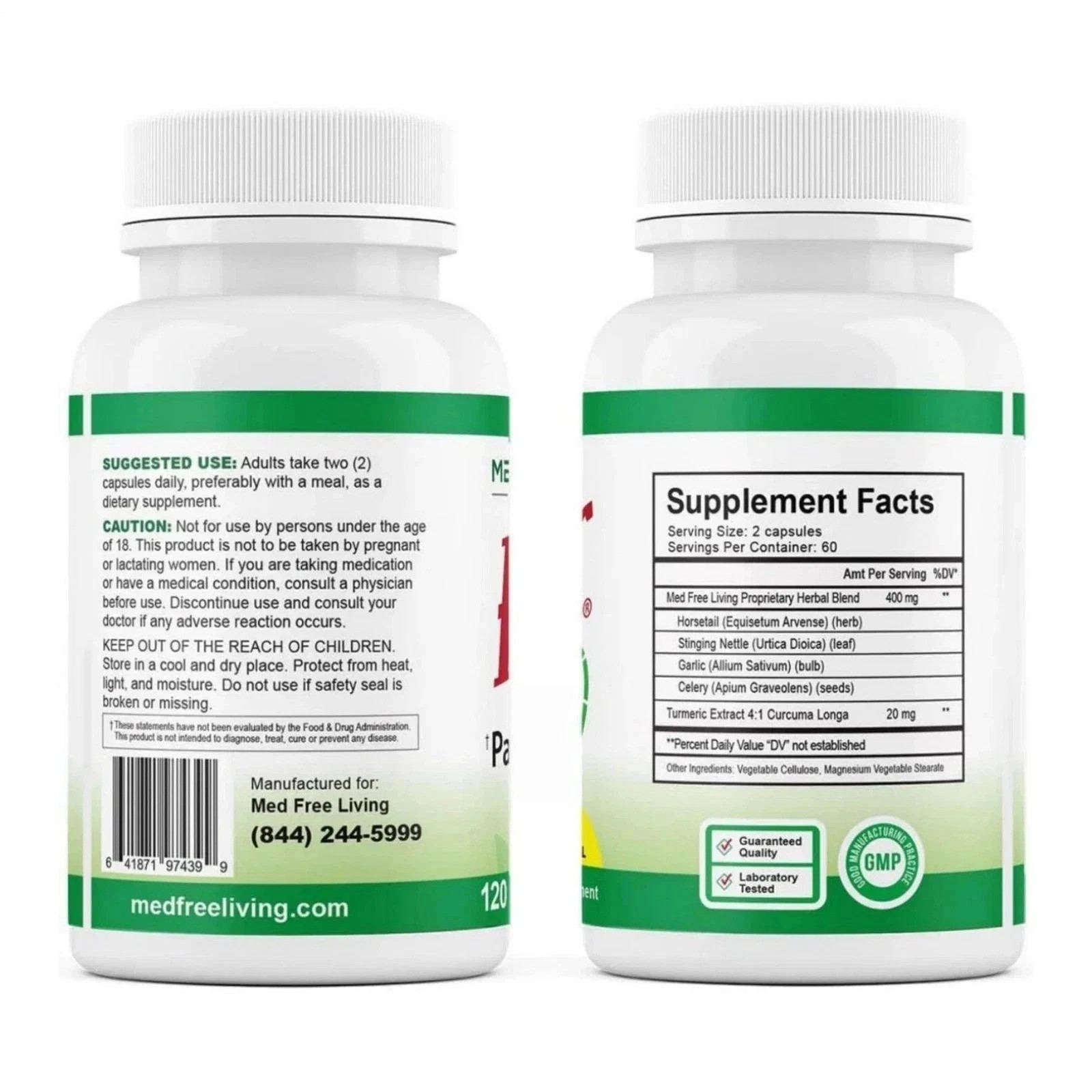 120 Factor Living Free 5 Organic Joint and Muscle Support Complex Med Capsules