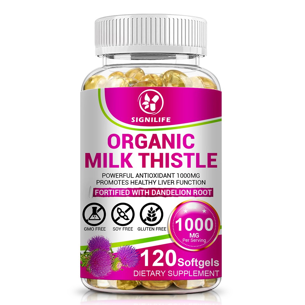 Milk Thistle Liver Cleanse Detox Herbal Liver Support Supplement 120 Capsules.