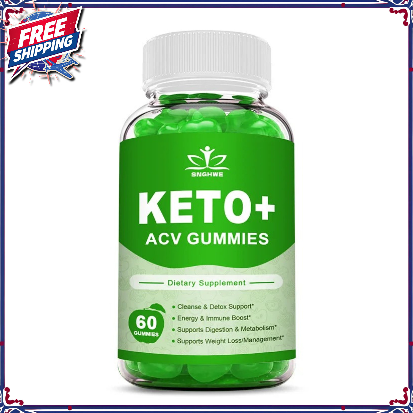 Keto Diet Ketosis Gummies Apple Cider Vinegar Weight Loss Slimming Detox Support