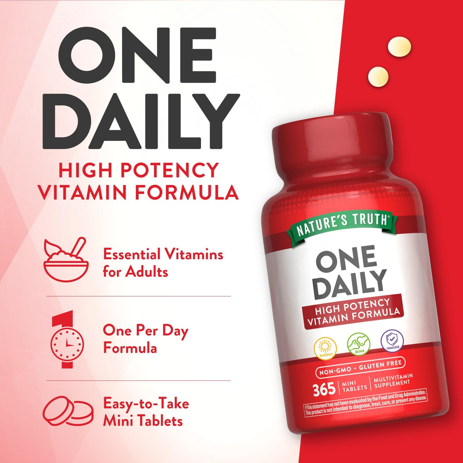 Nature’s Truth High Potency Daily Multivitamin 365 Mini Tablets Non GMO