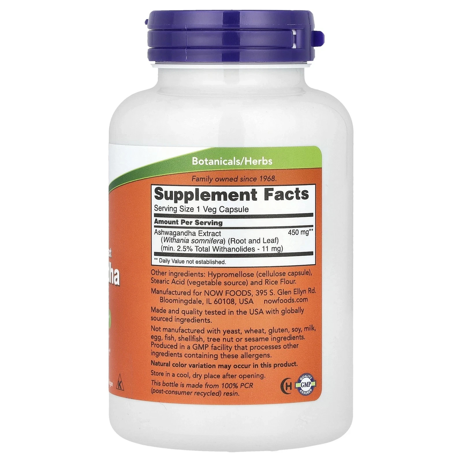 Now Ashwagandha (450mg) 180 Vcaps Each (Pack of 3)