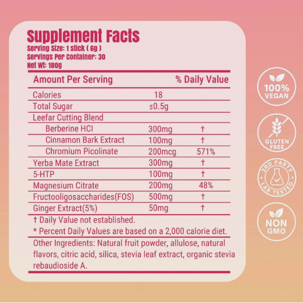 LeeFar Cutting Drink Mix –| Strawberry Açaí Flavor – 30 Servings,For Women