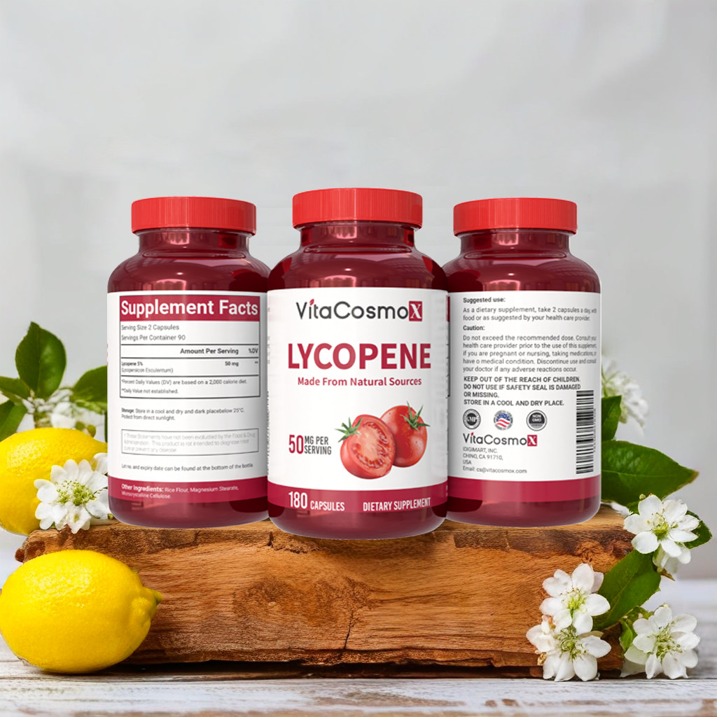 VitaCosmoX Lycopene 50mg Antioxidant & Prostate Health Support 180 Capsules