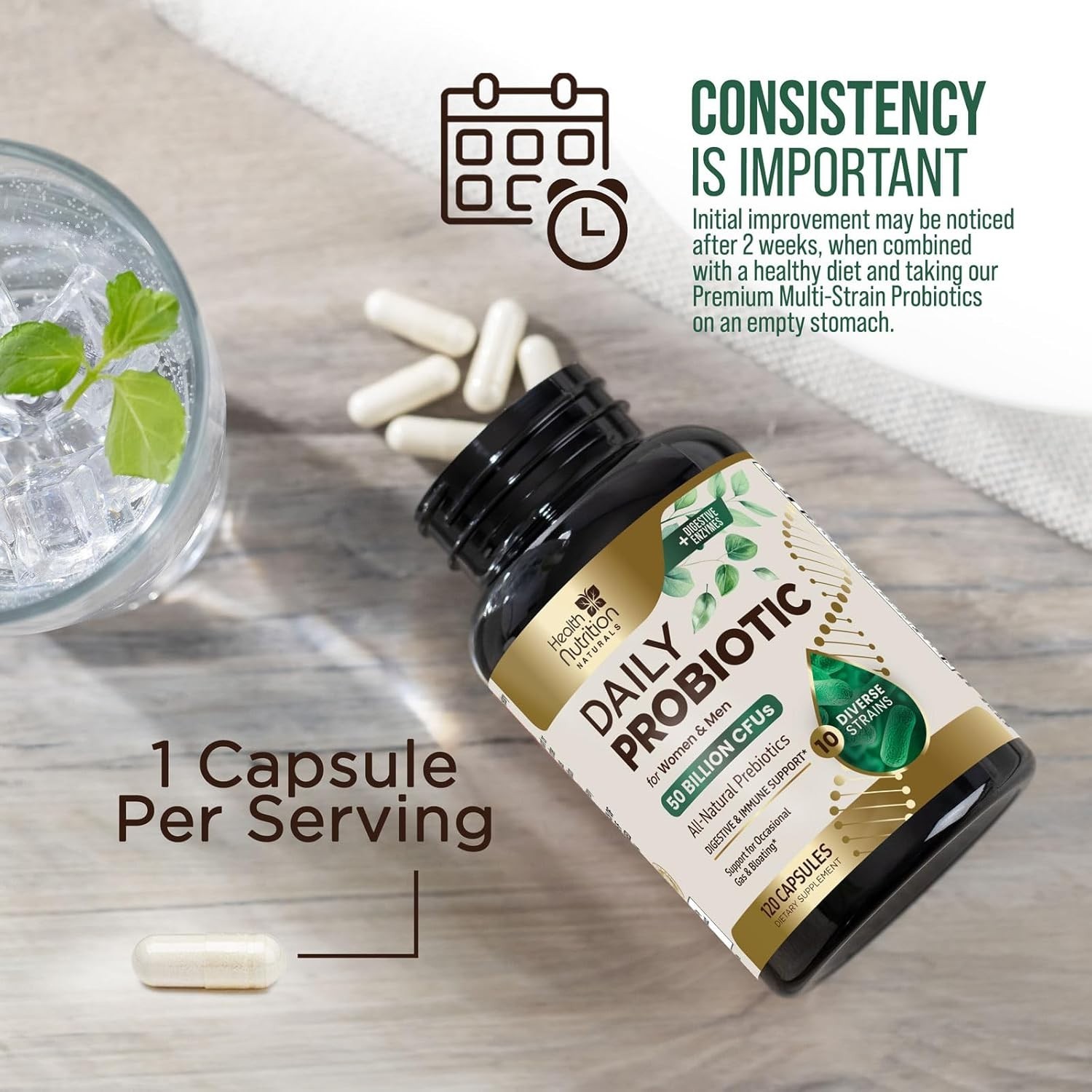 Probiotics & Prebiotics 60 Billion CFU – 10 Strains for Digestion & Immunity