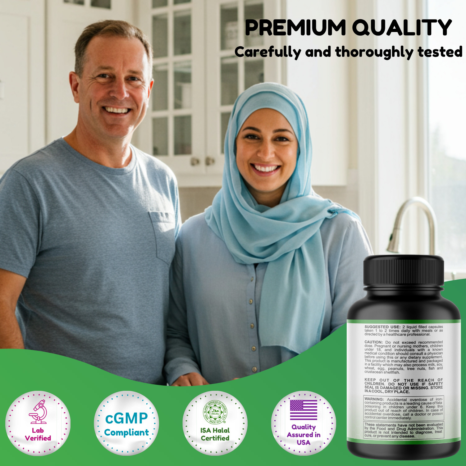 Shifaa Nutrition Halal Multivitamin for Women & Men, 90 Ct, Allergen-Free