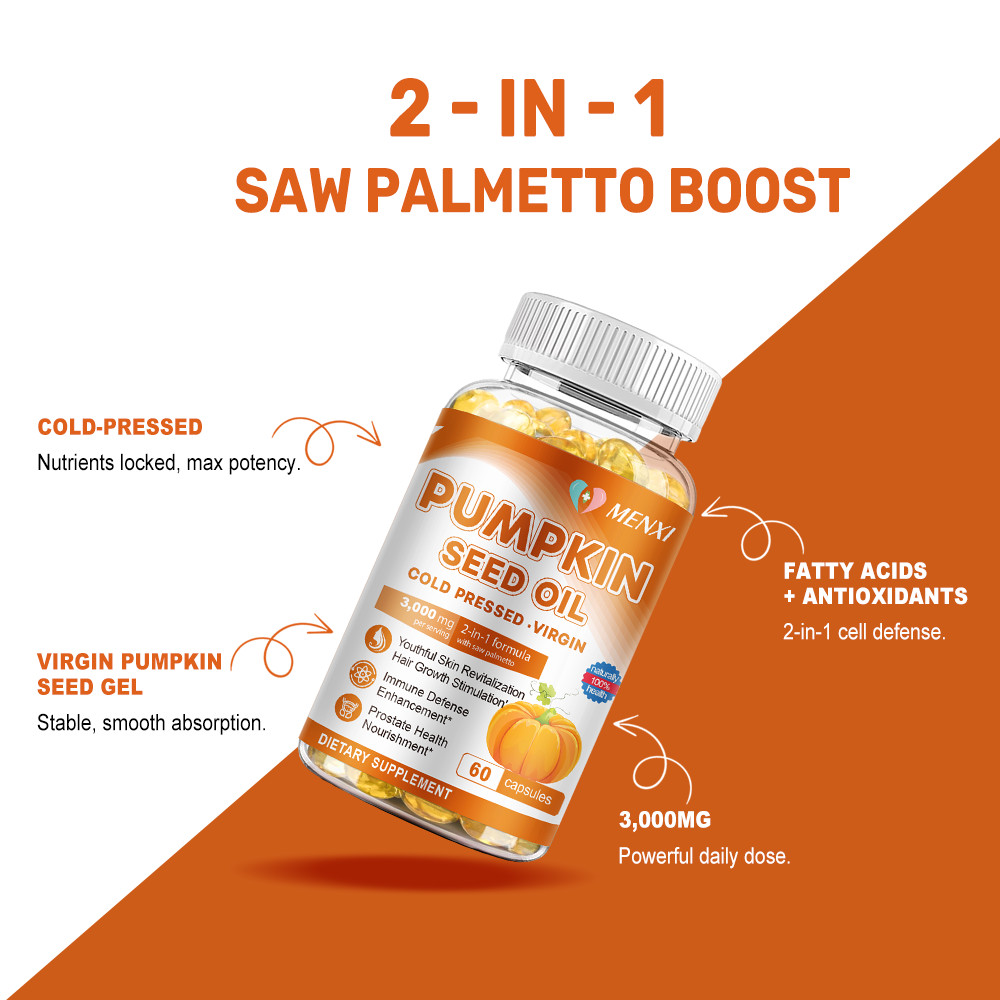 Pumpkin Seed Oil Saw Palmetto 3000mg Softgels Cold Press Virgin Oil Phytosterols