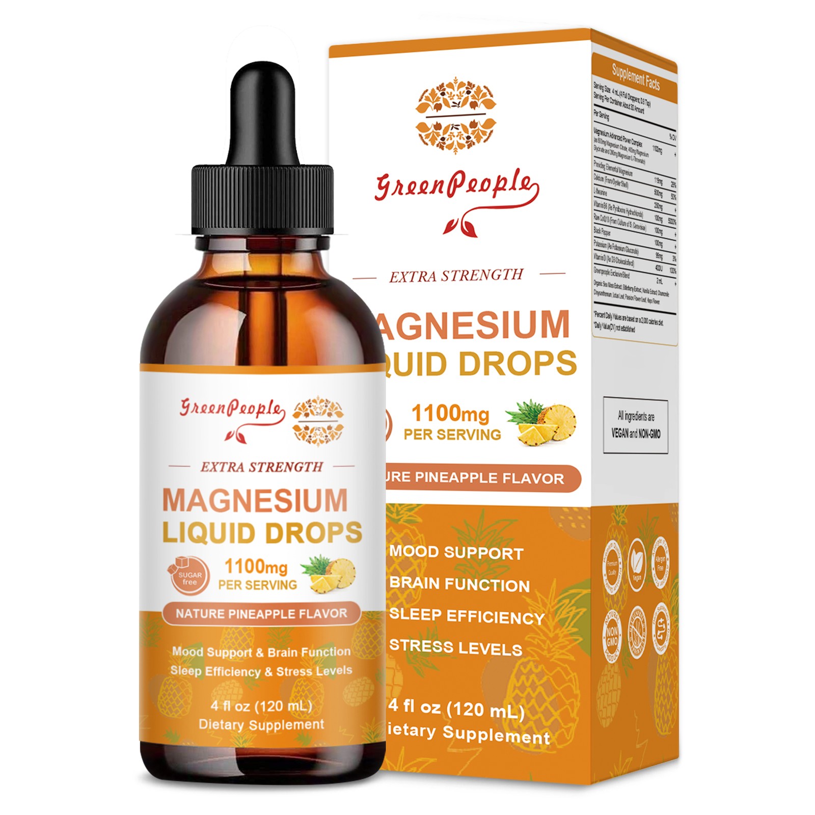 2x Magnesium Liquid Drops Magnesium Glycinate&L-Threonine Mood Support 120ml