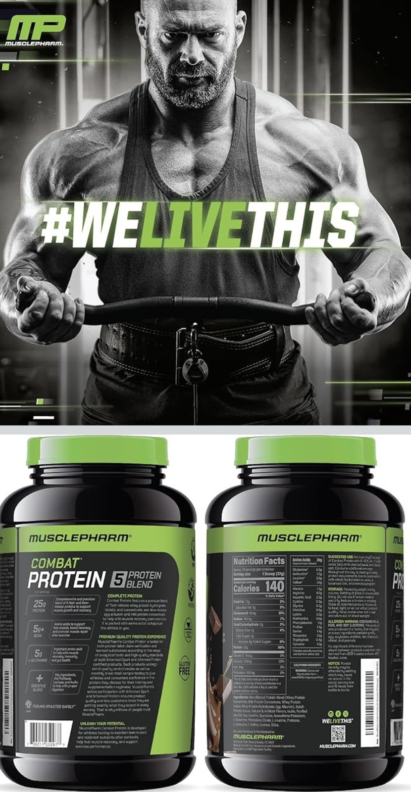 Muscle Pharm Combat Sport 2lb Whey Protein Powder ~ Chocolate Milk -EXP 7/26