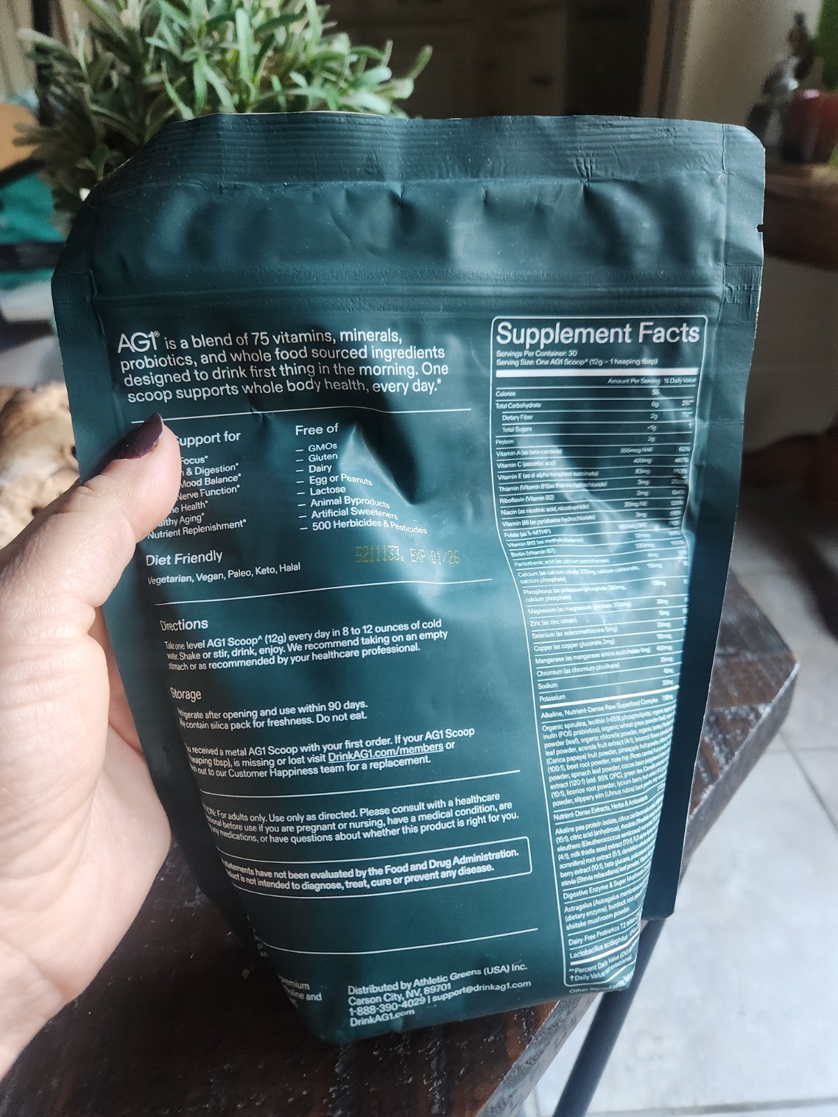 AG1 Comprehensive Daily Nutrition Supplement 30-Day Supply Exp 01/2026