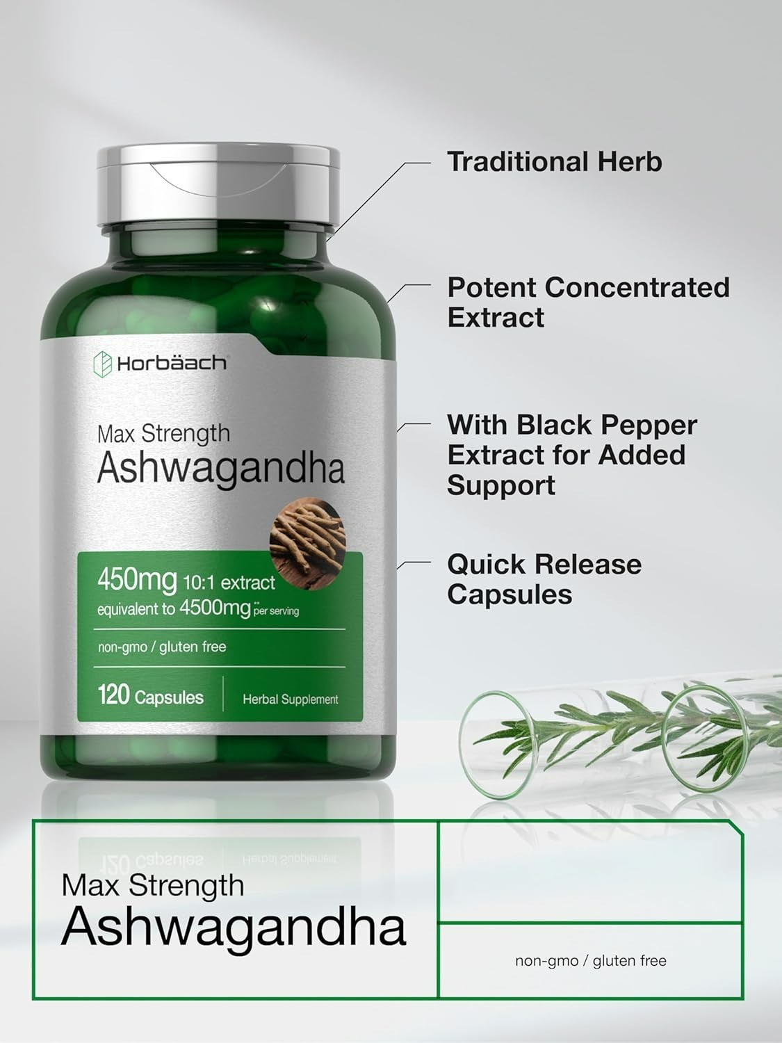 Ashwagandha Capsules | 4500 mg | 120 Count | by Horbaach……