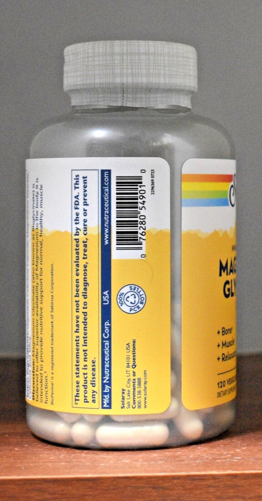 Solaray Magnesium Glycinate 350 mg 120 Capsules VegCaps Higher Absorption