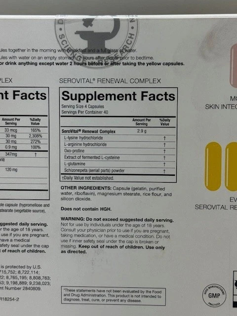 SeroVital Skin Revive 240 Capsules Anti-Aging Dietary Supplement 40 Day Supply