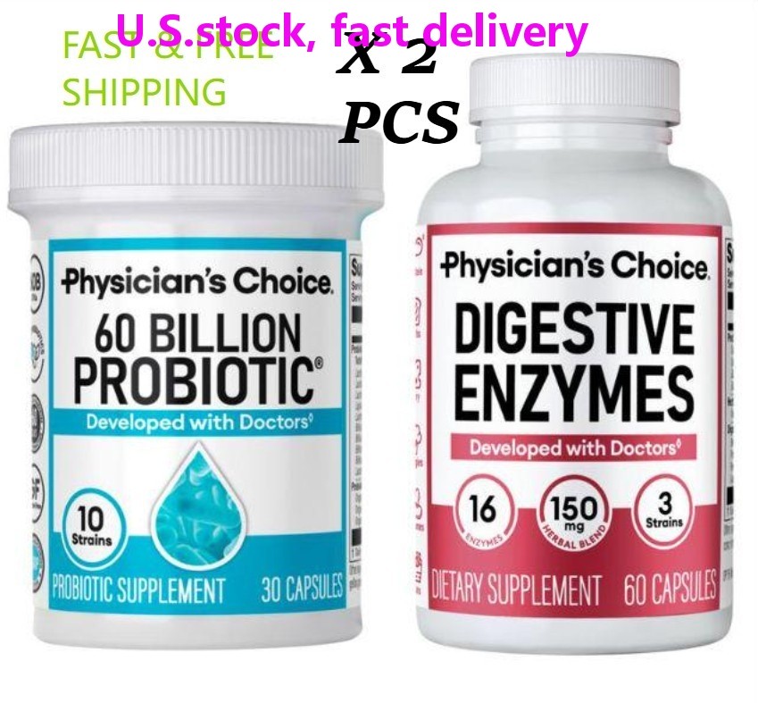 2 SETS–Physician’s Choice 60Billion Probiotic&Digestive Enzymes-DigestiveHealth