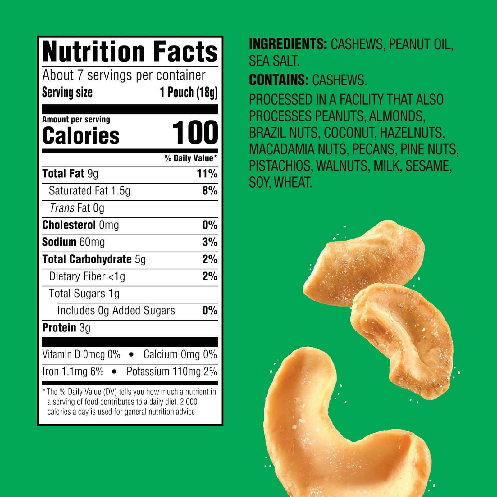 Emerald Nuts Roasted and Salted Cashews 7ct (1-Pack), 0.62 Ounce (Pack of 7)