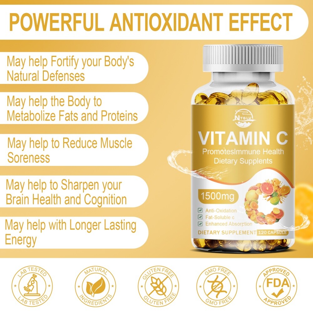 Vitamin C capsules help with antioxidant and improve cardiovascular health 120pc