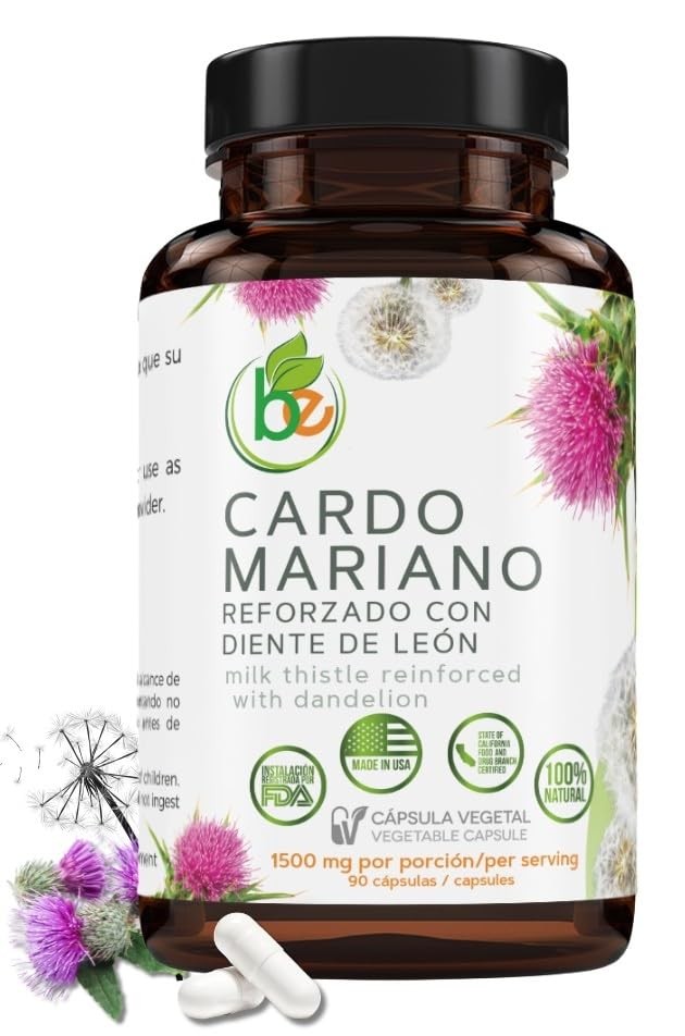Cardo Mariano reforzado con diente Leon (Milk Thistle 90 Count (Pack of 1)