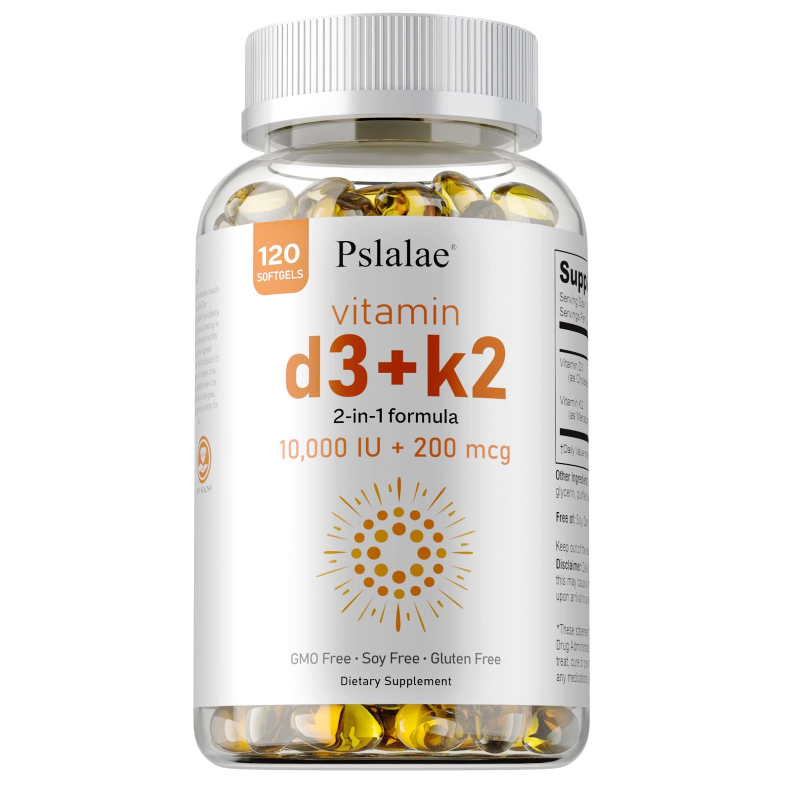 Vitamin D3+K2 Softgels 10000 IU – Immune Support Bone Health Anti-Inflammatory