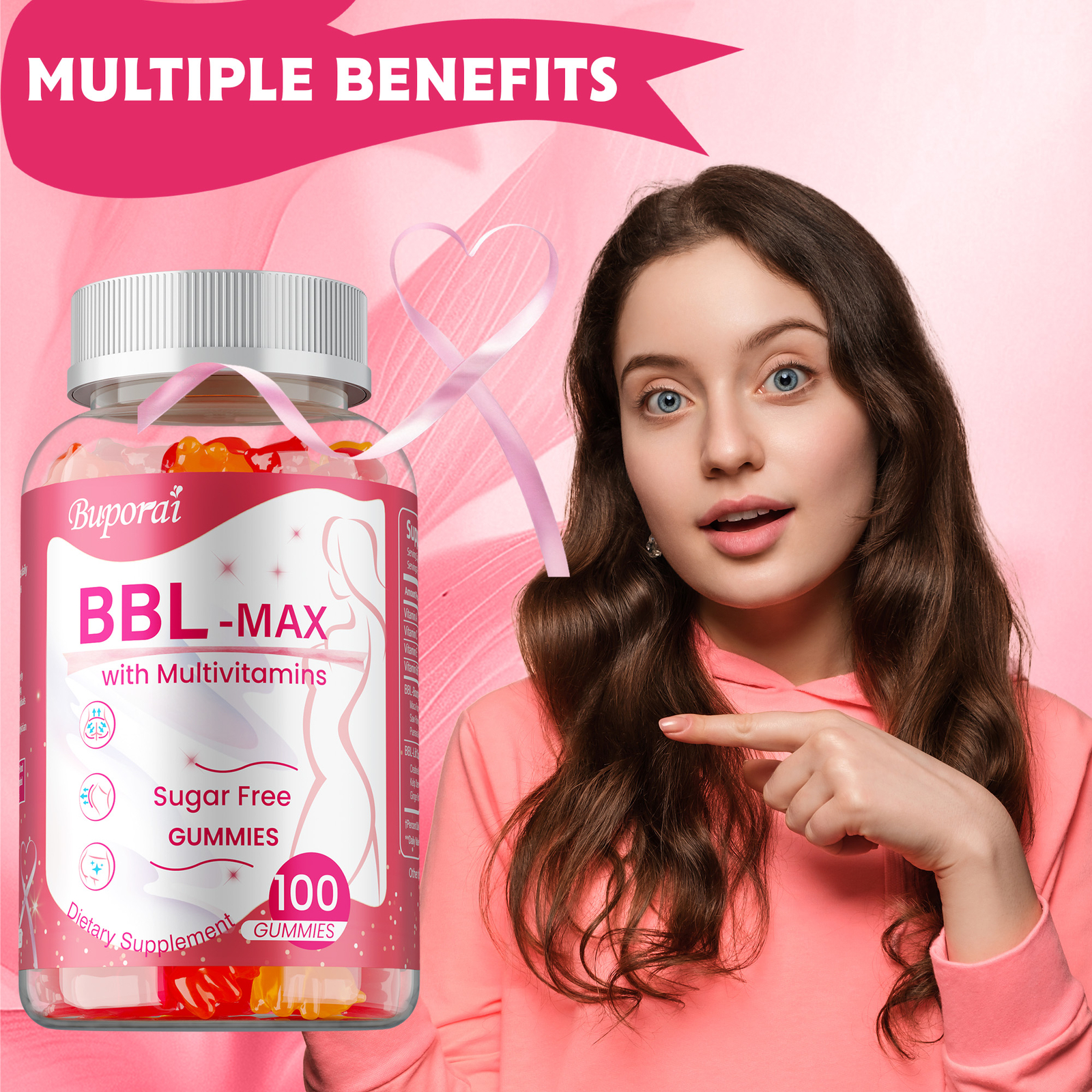 BBL -MAX Gummies – with Multivitamins, Buttocks,Lift, Firm, and Sculpt Buttocks