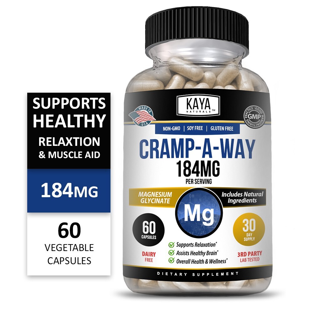 (2 Pack) Cramp-A-Way 60ct Magnesium Glycinate, Sleep Aid, Joint & Bone Support