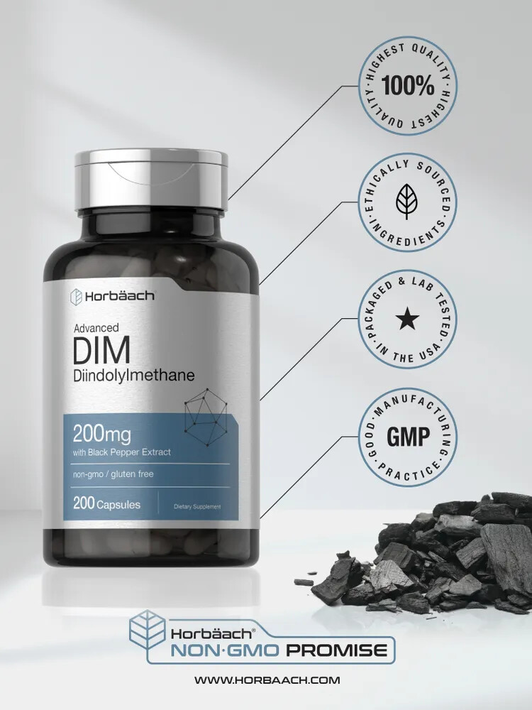 DIM Supplement 200mg | Diindolylmethane | 200 Capsules | by Horbaach