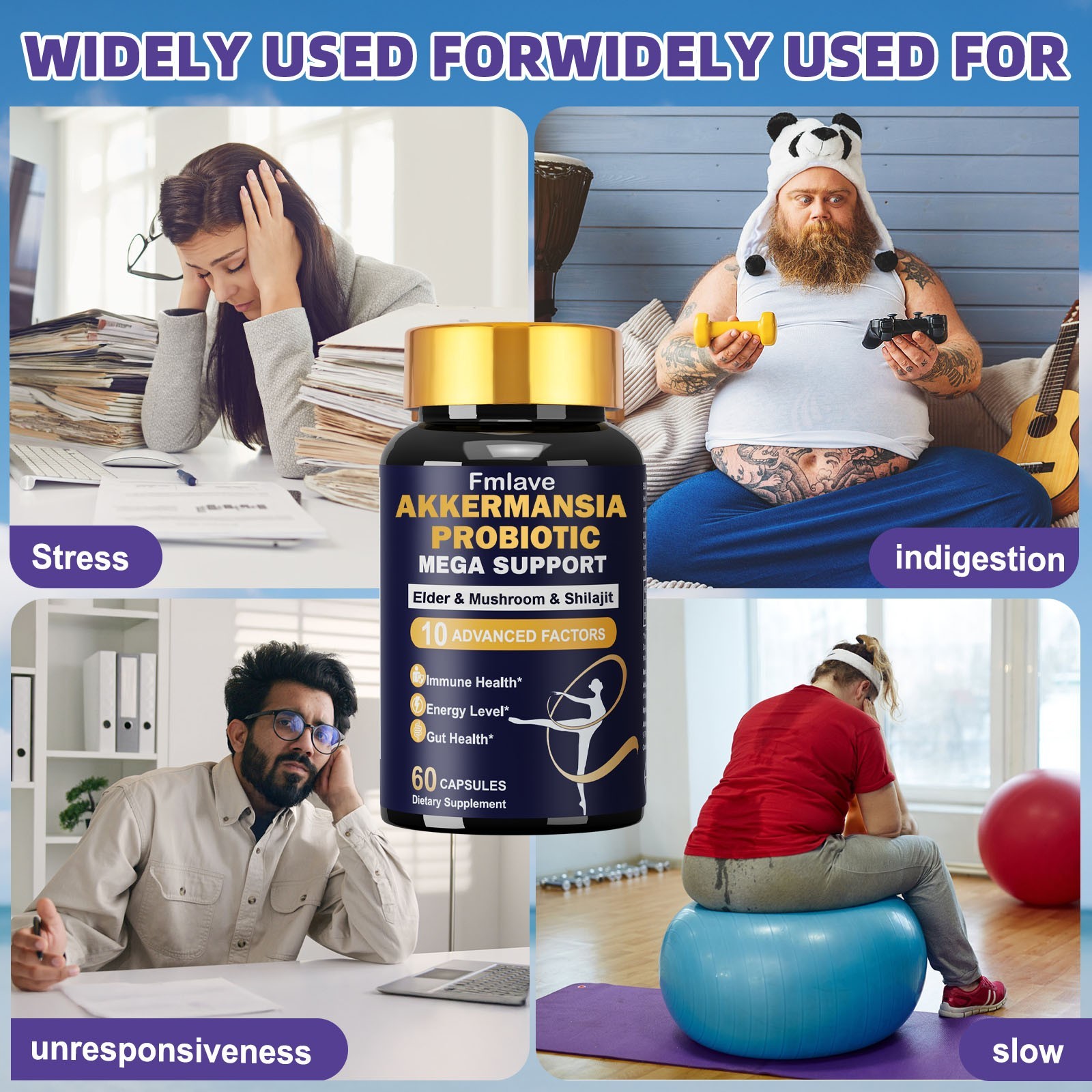 Akkermansia Muciniphila Probiotic for Gut Health Weight Loss 60/120/240 Capsules