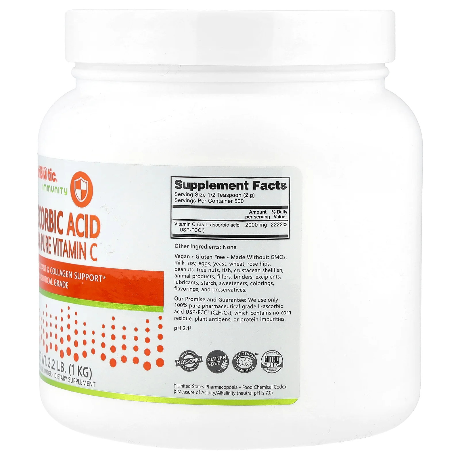 2 X NutriBiotic, Immunity, Ascorbic Acid, 100% Pure Vitamin C, Crystalline Powd