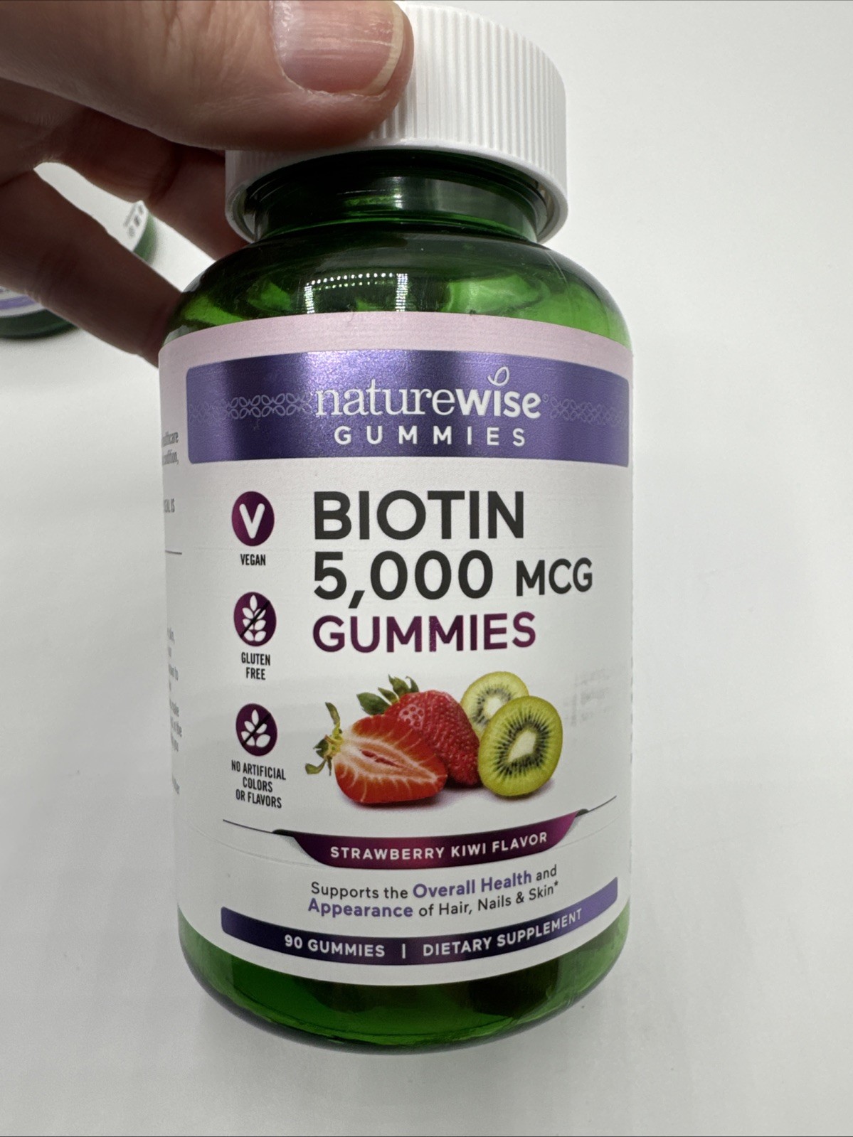 2 Pack NatureWise Biotin 90 Gummies 180 Total (5000Mcg) Strawberry Kiwi