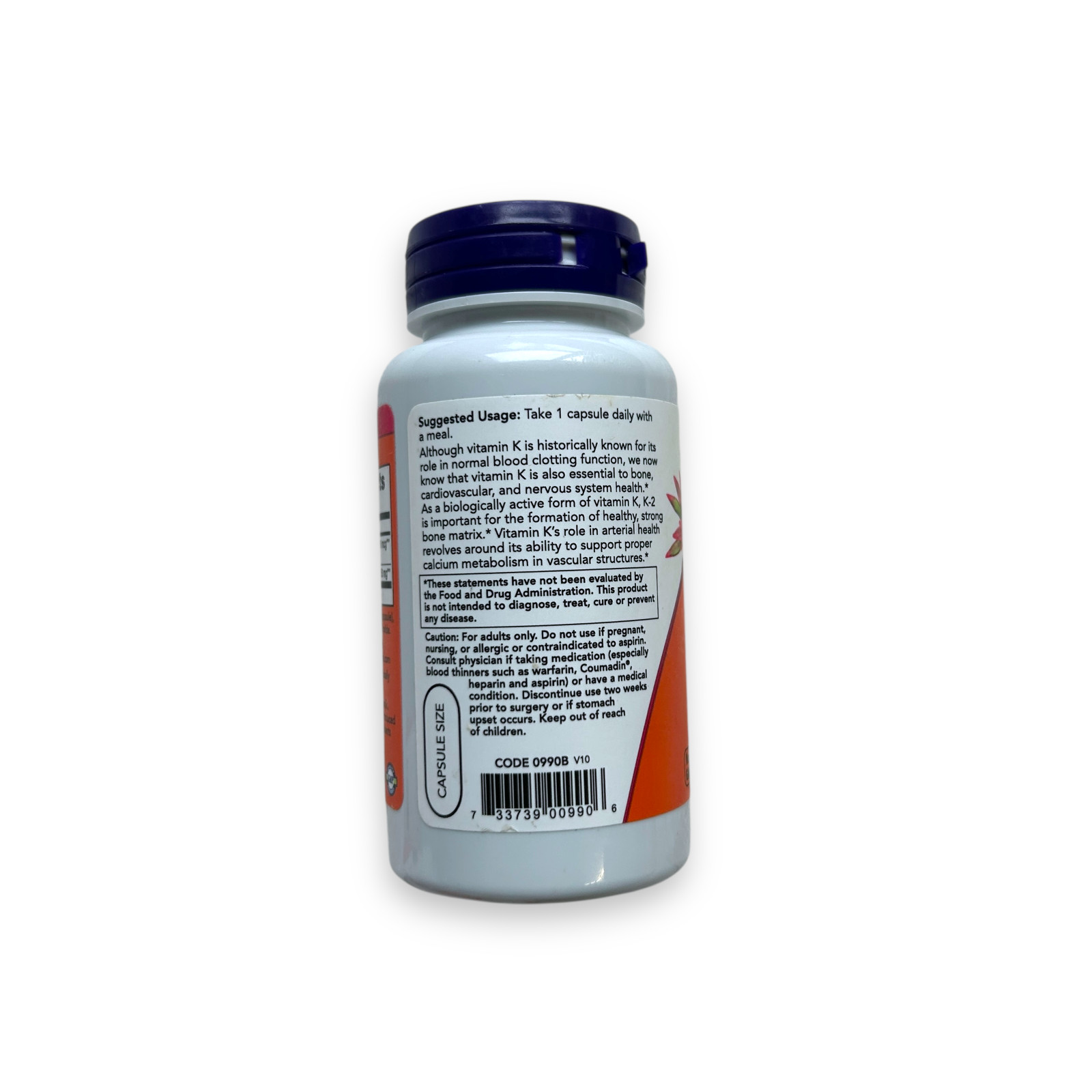 NOW FOODS Vitamin K-2 100 mcg 100 Veg Capsules Exp 05/2026