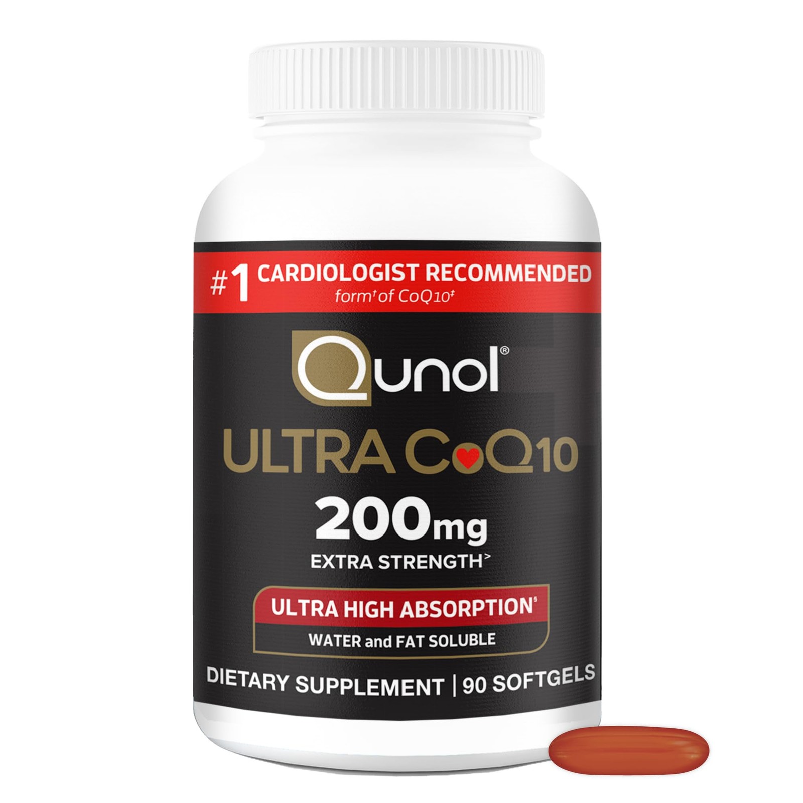 Qunol CoQ10 200mg Softgels,Ultra CoQ10- Ultra High Absorption Coenzyme Q10 of 3