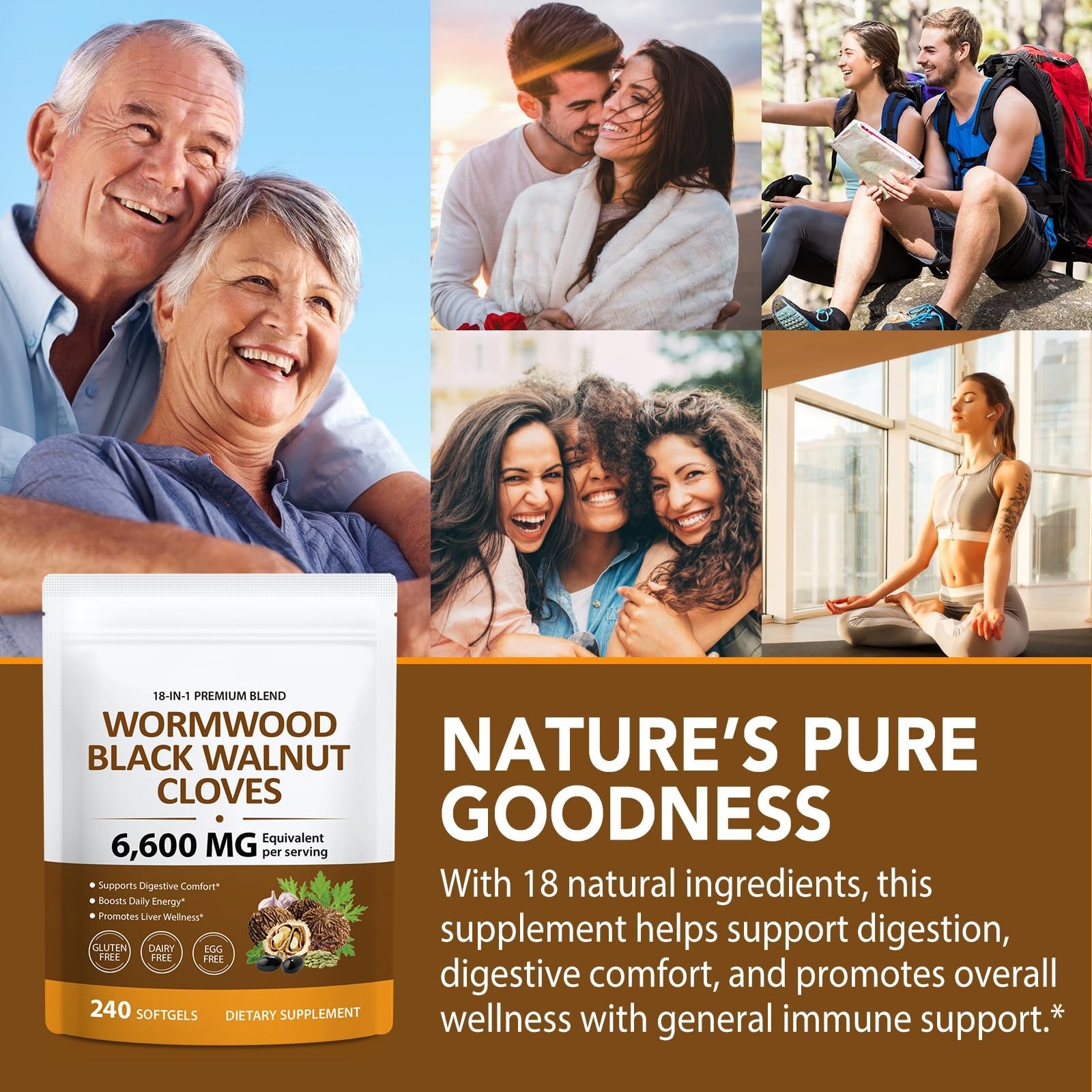 18-in-1 Gut Cleanse Softgels – Black Walnut, Wormwood, Clove & Garlic – 240 Coun