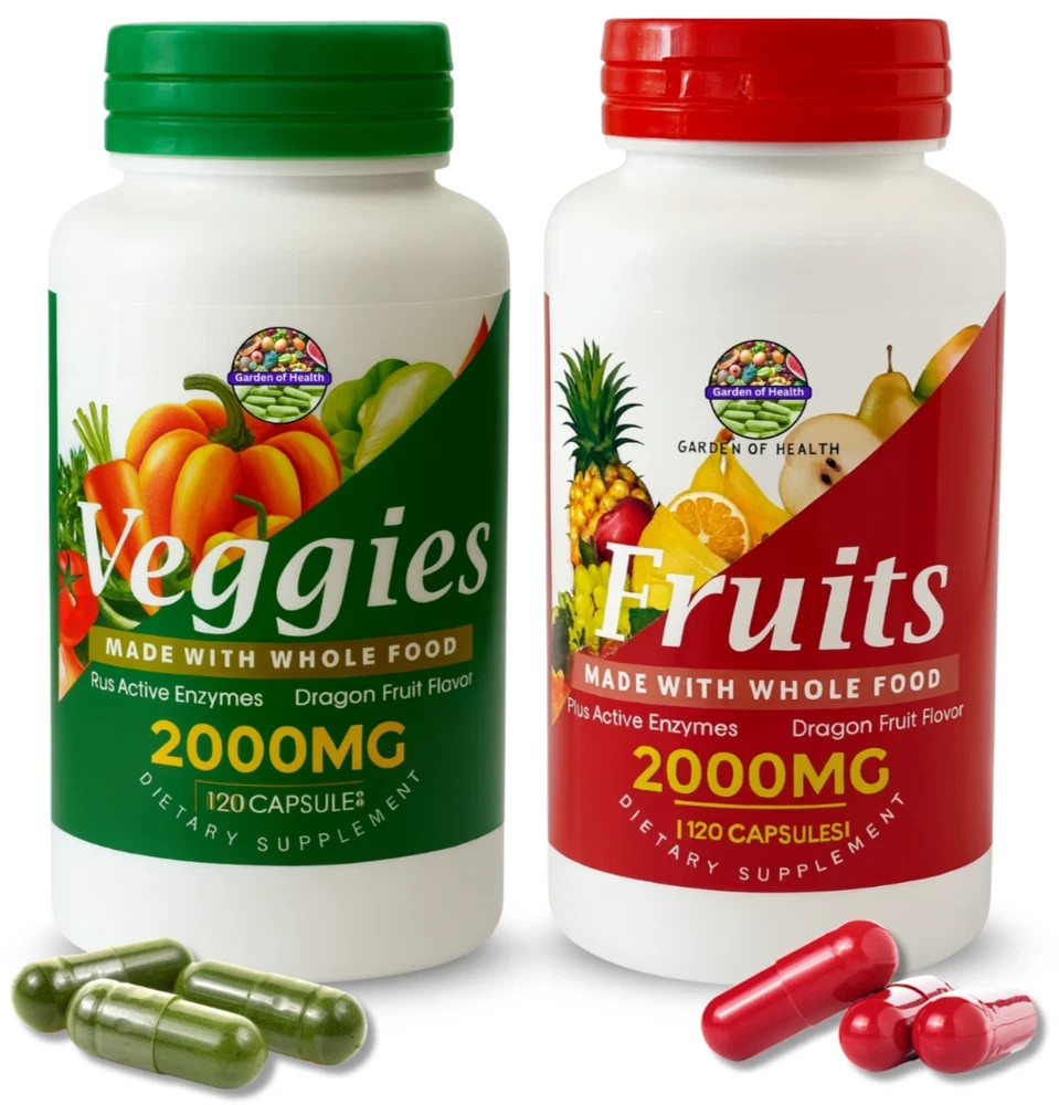 Garden OF Health Fruits Veggie 2000mg Enzymes Blend Whoele Food 240 Capsules—