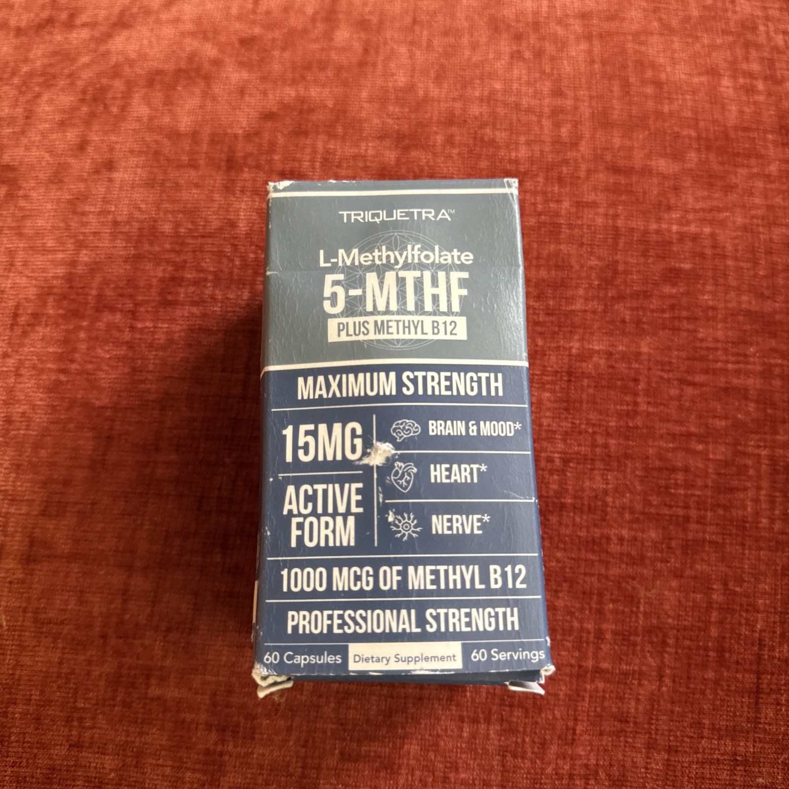 L-methylfolate 15mg supplement 5-MTHF Methyl B 12 60 Capsules Best By: 02/26