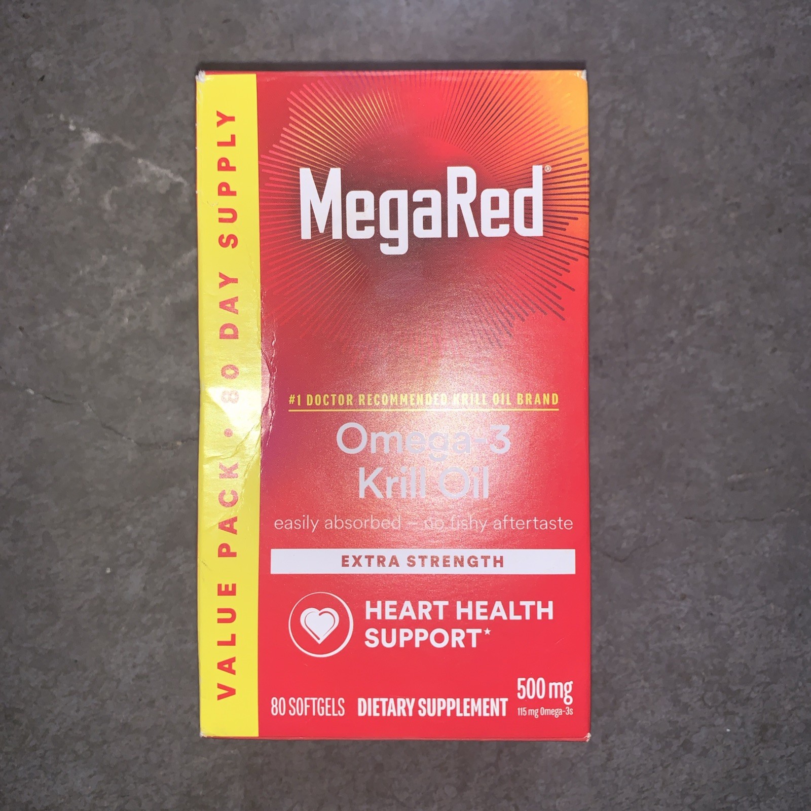 MegaRed Omega-3 Krill Oil Extra Strength 500 MG 80 Softgels Exp 12/2025