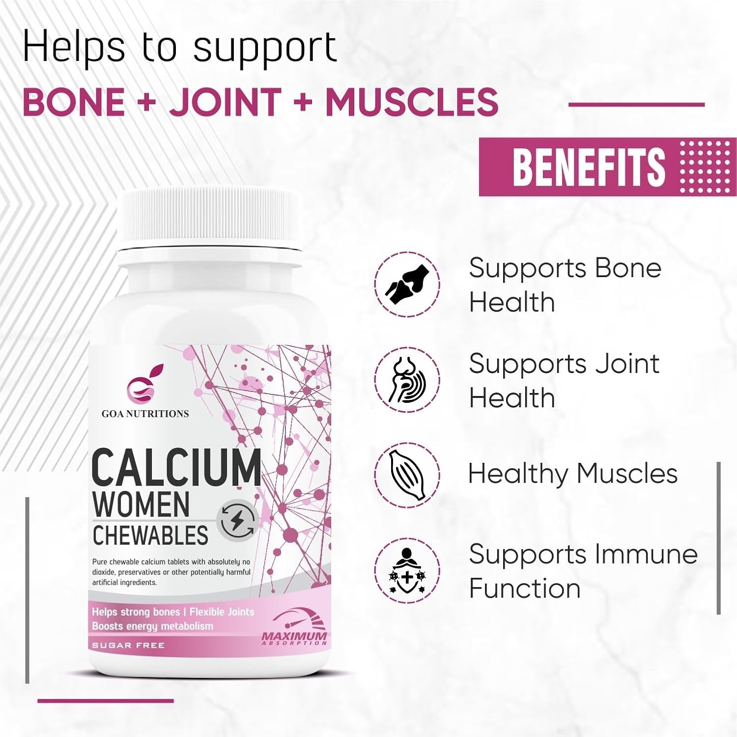 GOA NUTRI.TIONS Calcium D3 K2 Magnesium Zinc Women 60 Tabs