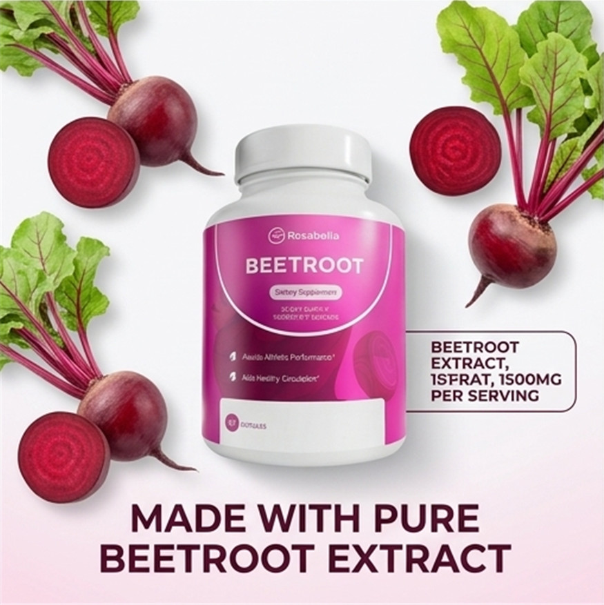 Rosabella Beetroot 1300mg Capsules Supplement 120 Count (2 x 60ct) Daily Wellnes