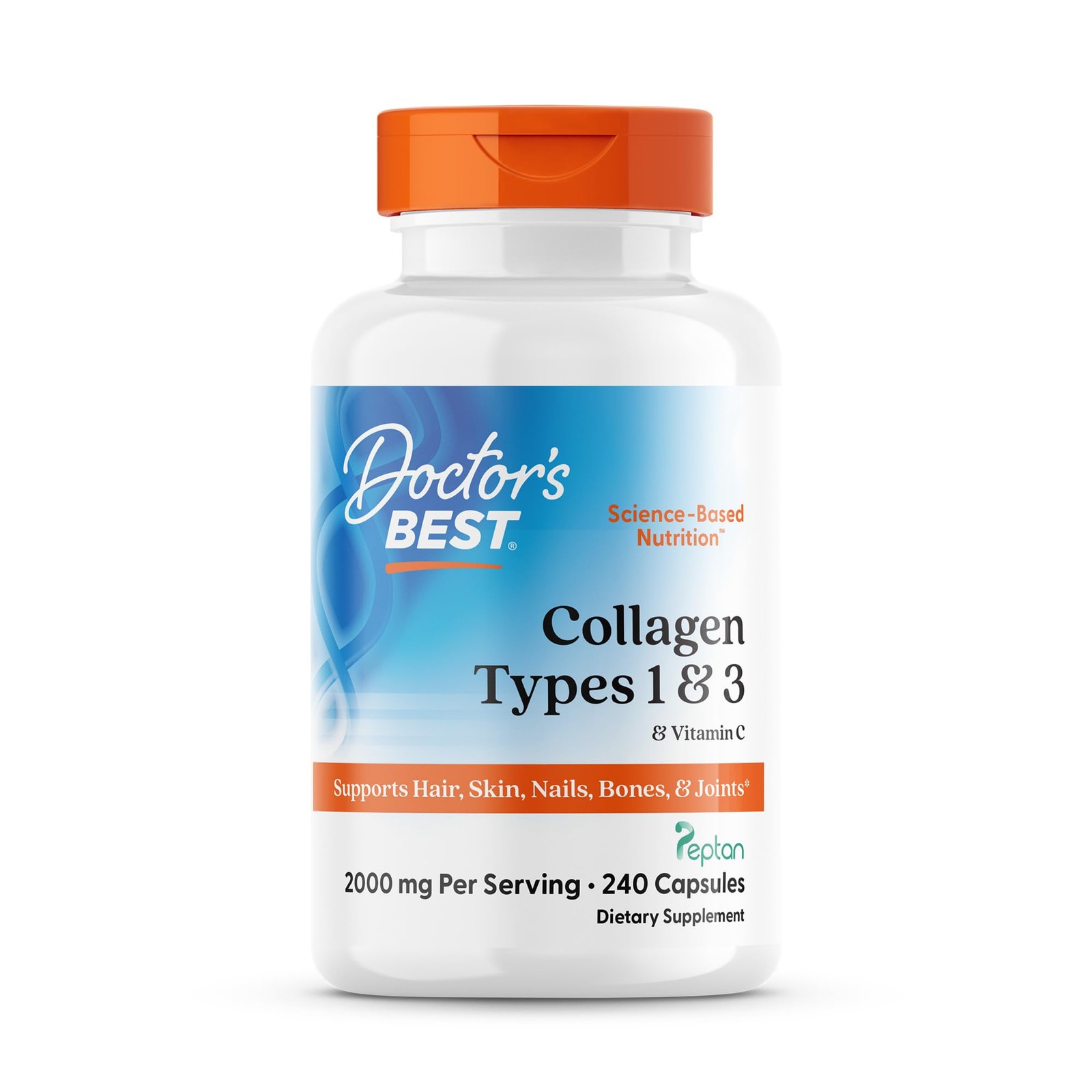 Doctor’s Best Collagen Peptides Types 1 & 3 – 240 Count (Pack of 1), No Color