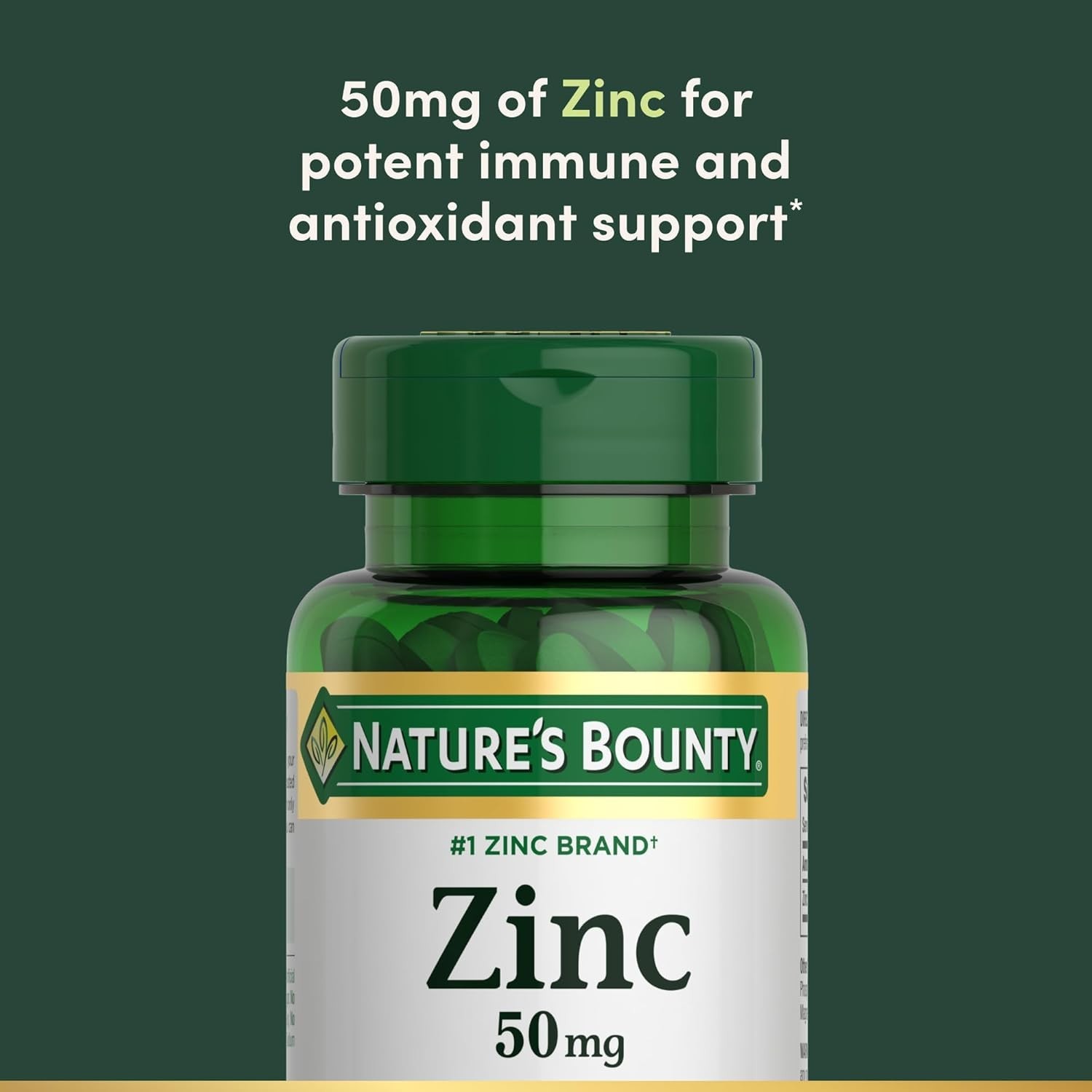 Nature’s Bounty Zinc 50mg | Immune System, Skin, 100 Caplets