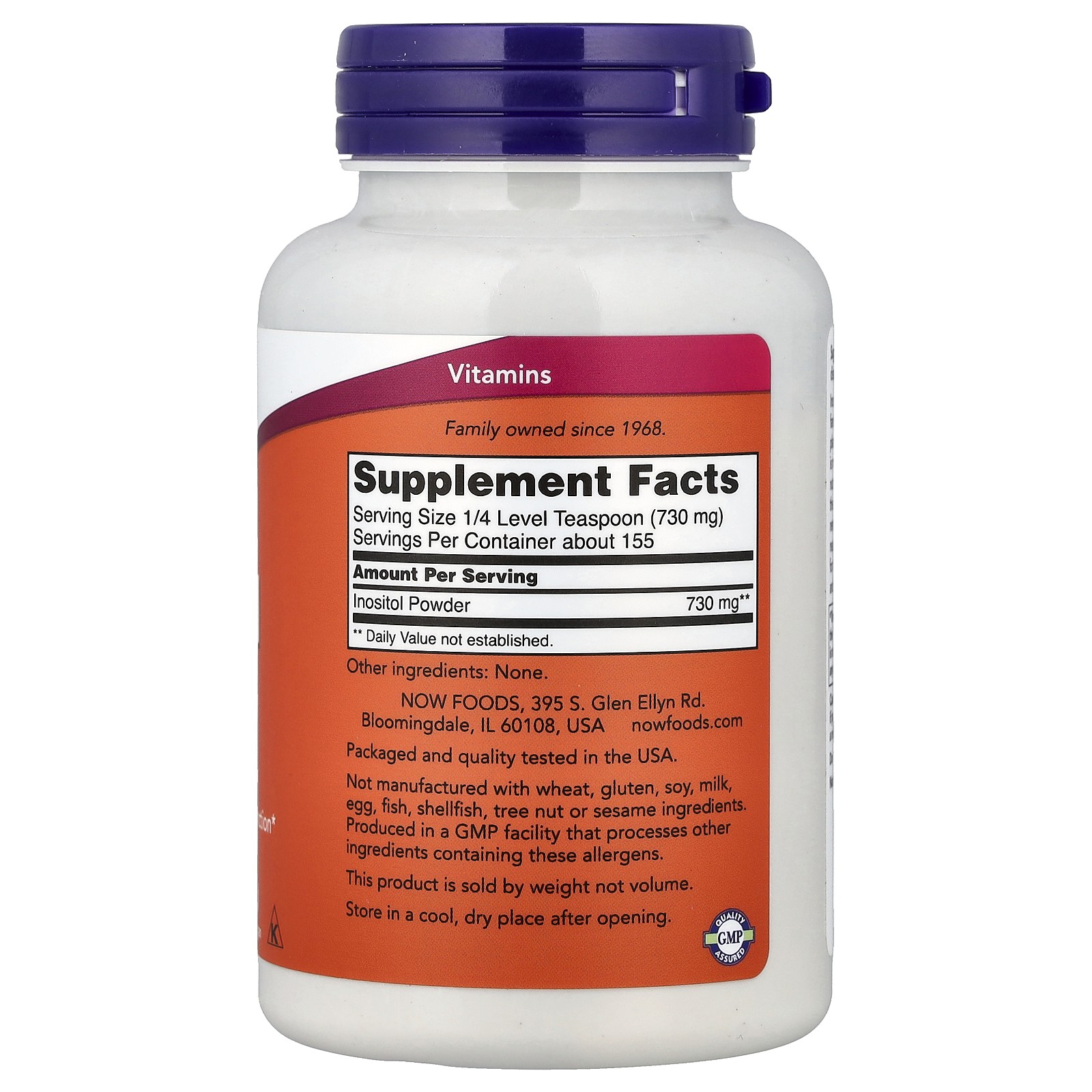 Now Foods Inositol Powder 4 oz 113 g GMP Quality Assured, Kosher, Vegan,