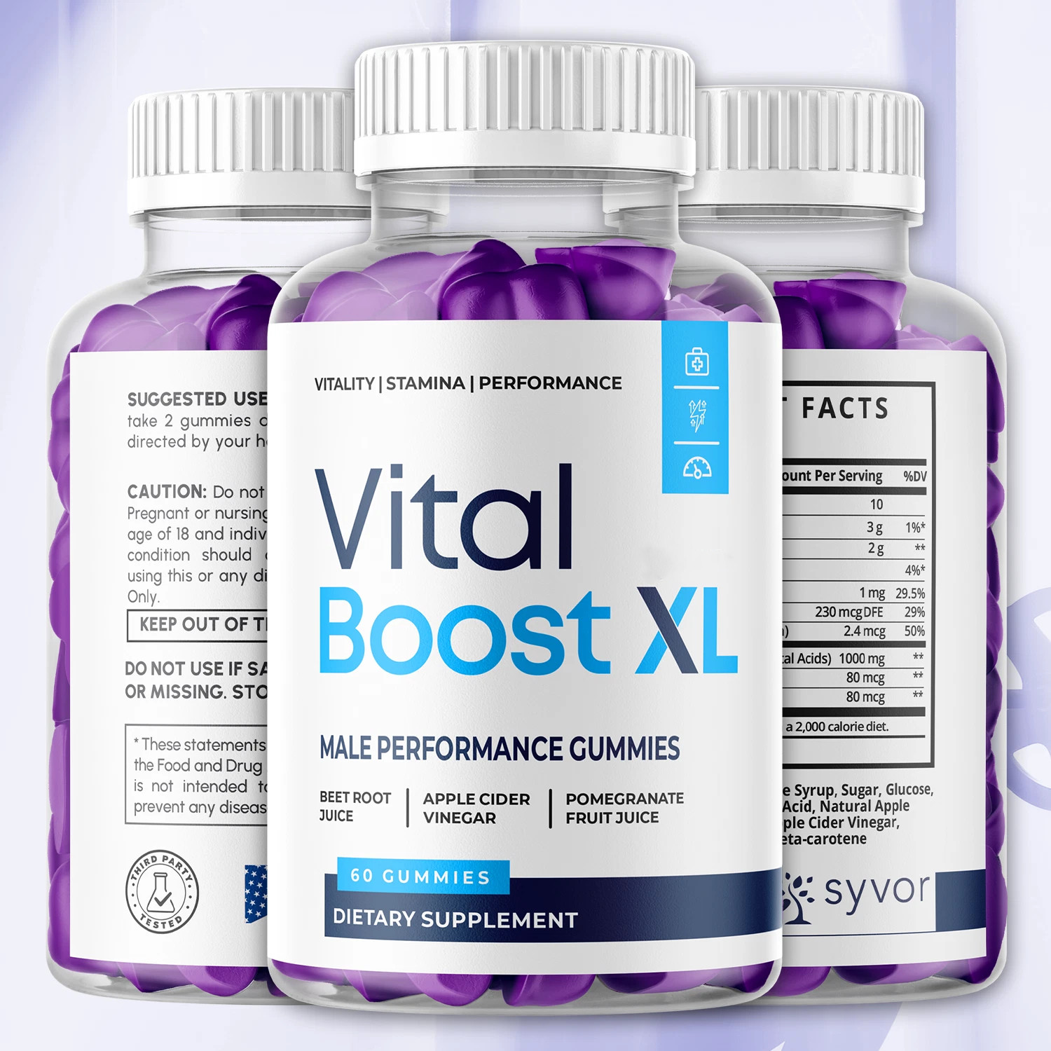 (3 Pack) Vital Boost XL Male Gummys Advanced Formula VitalBoost XL 180 Gummies
