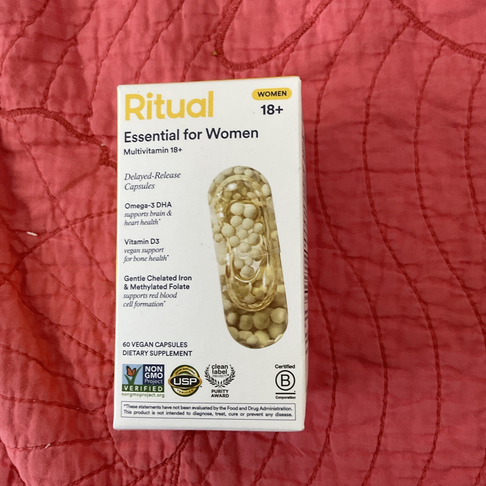 Ritual Multivitamin for Women 18+ with Omega-3 DHA 60 Vegan Caps 02/27 FRESH!