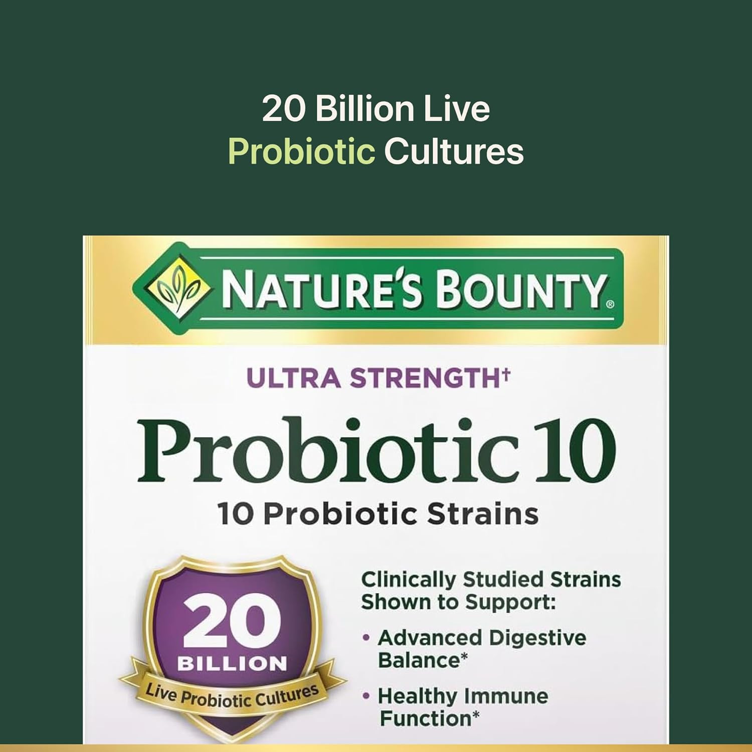 Nature’S Bounty Probiotic 10, Ultra Strength Daily Probiotic Supplement, Support