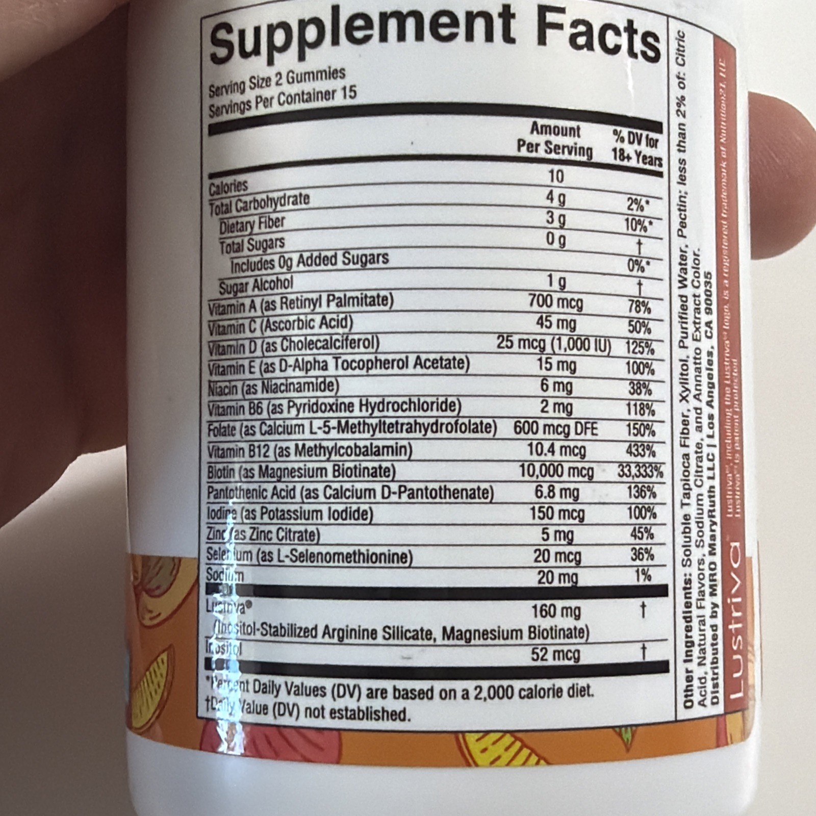 MaryRuth’s Multivitamin Hair Growth Lustriva Vegan Peach Mango 30 12/2027 Sealed