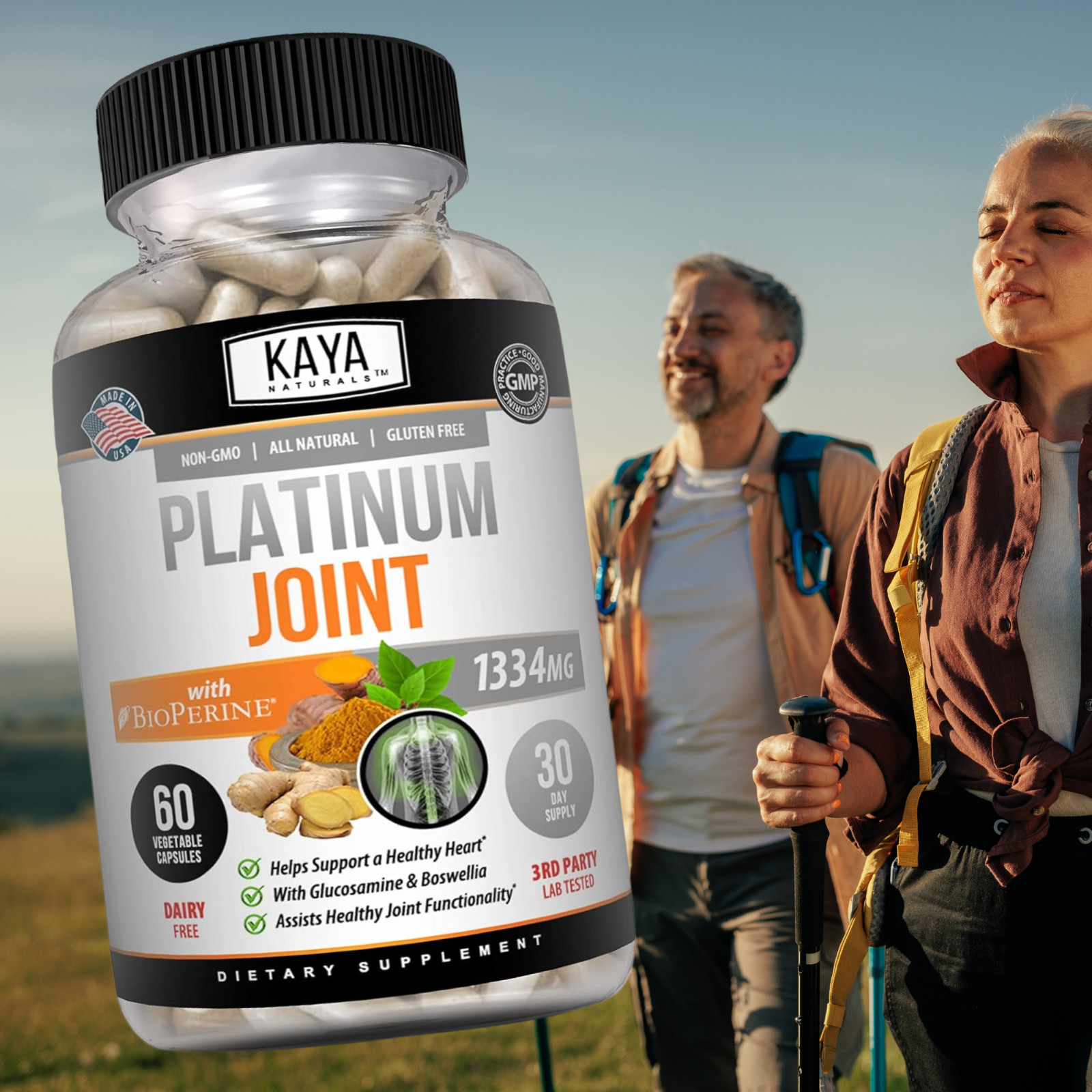 (2 Pack) Platinum Joint, Pain Relief, Joint Support, Anti Inflammatory, Turmeric
