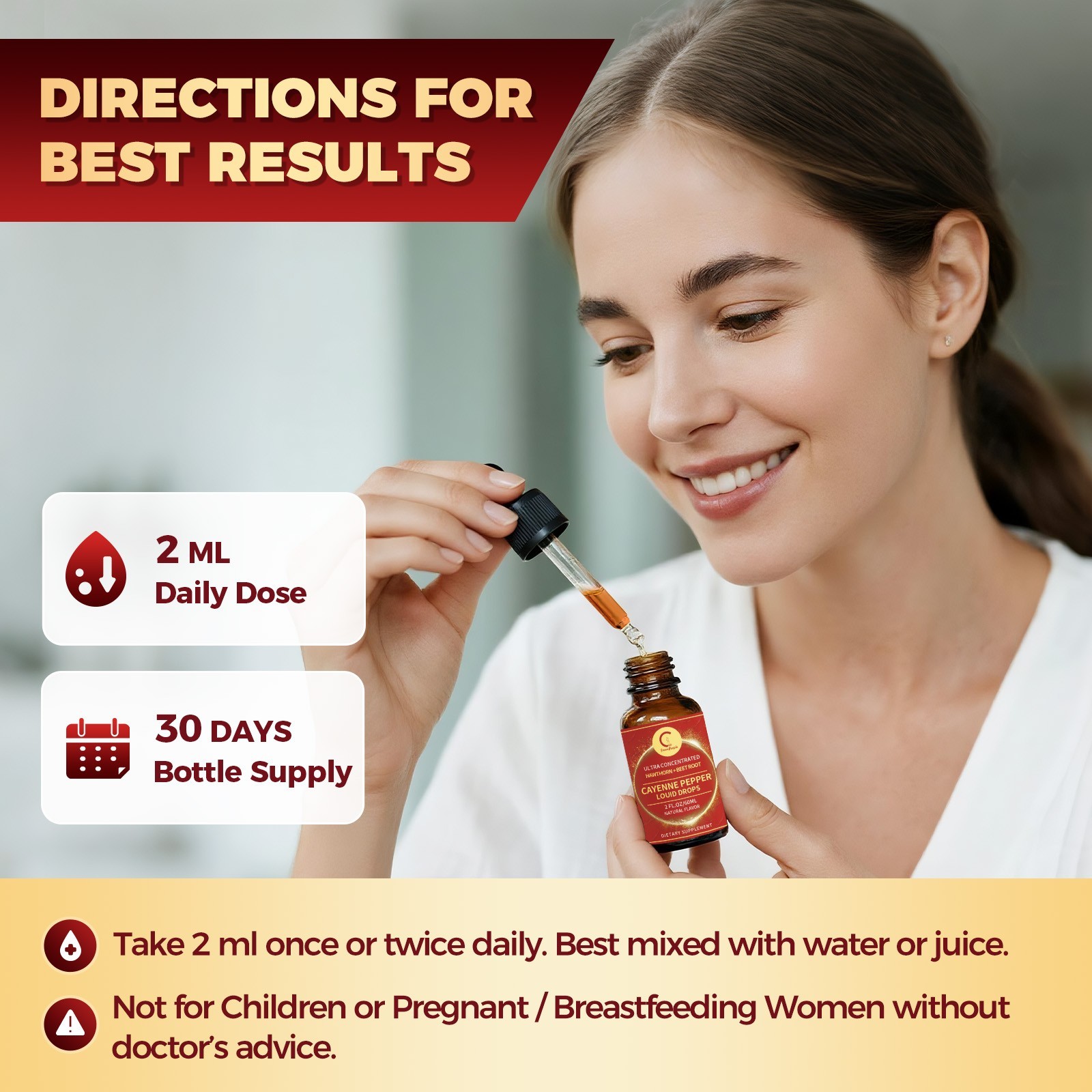 Cayenne Pepper Supplement Liquid Drops Metabolism & Support Weight Management