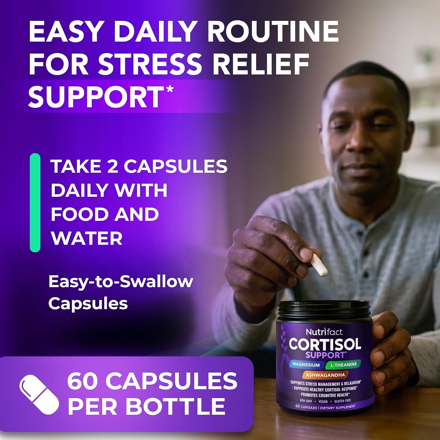 Cortisol Reducer Supplements with Ashwagandha Magnesium Vitamin D