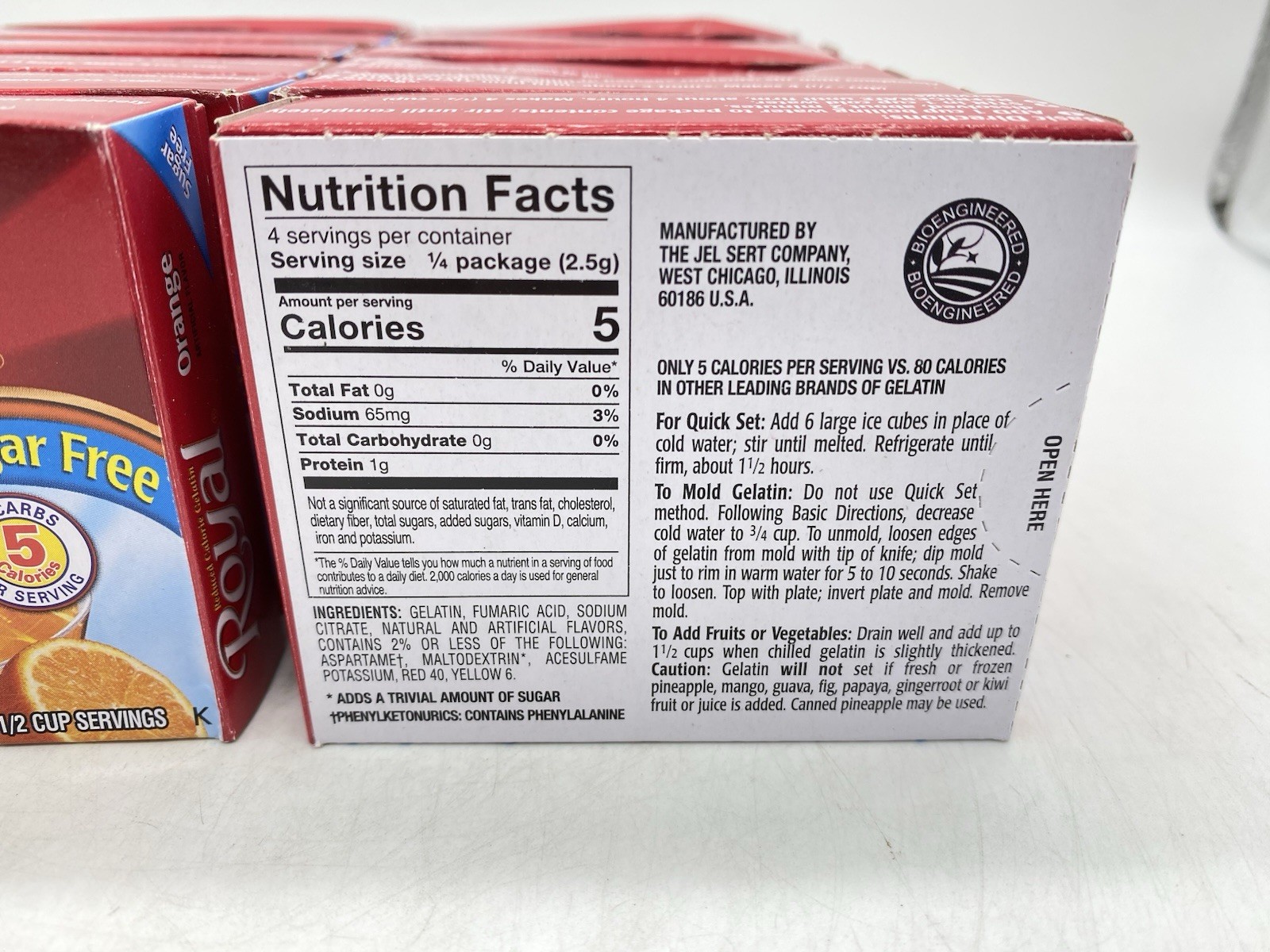 Royal Gelatin Sugar Free ORANGE Flavor Pack of 12 Boxes